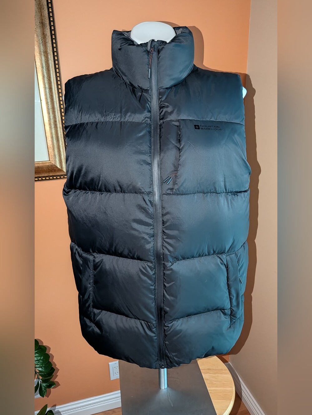 Mountain Warehouse Men's Black Puffer Vest - Insulated Sleeveless Jacket Size M